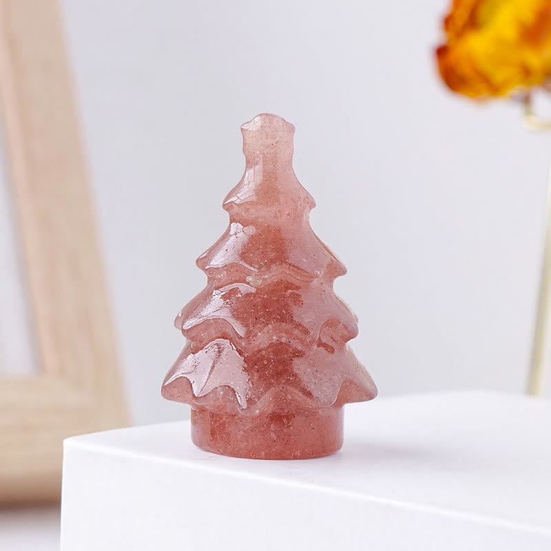 Olivenorma 1pc Natural Crystal Christmas Pine Carving Gemstone Decoration