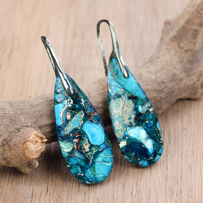 Olivenorma Drop Shape Emperor Stone Earrings