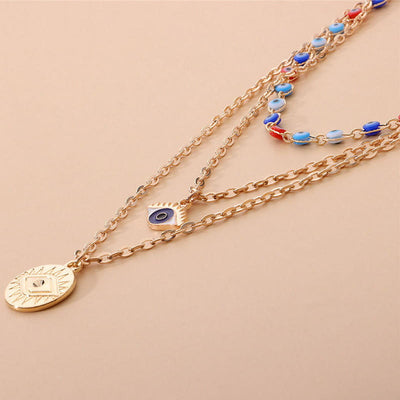 Olivenorma Epoxy Evil Eye Multi Layered Necklace