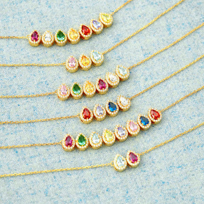 Olivenorma Tears Of Joy 1-8 Teardrop Birthstone Necklace