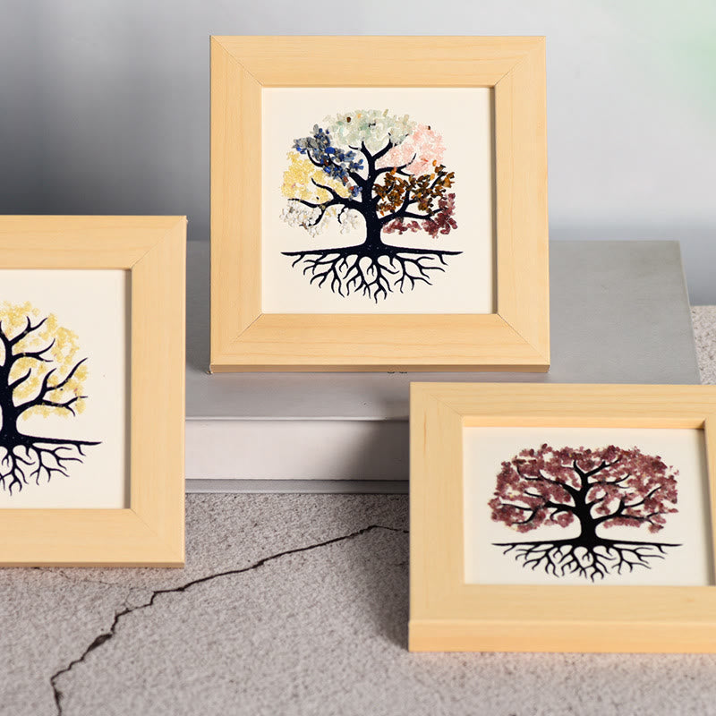 Olivenorma Natural Crystal Gravel Tree Of Life Photo Frame Decoration