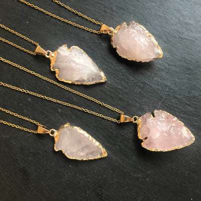 Olivenorma Natural Crystal Carnelian Arrowhead Necklace - Rose Quartz - image 9
