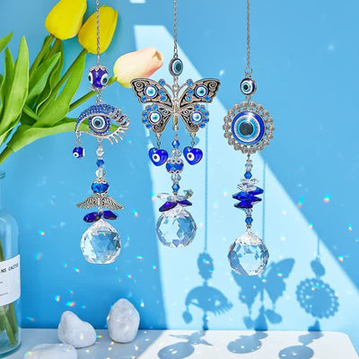 Blue Evil Eye Suncatcher Wind Chime