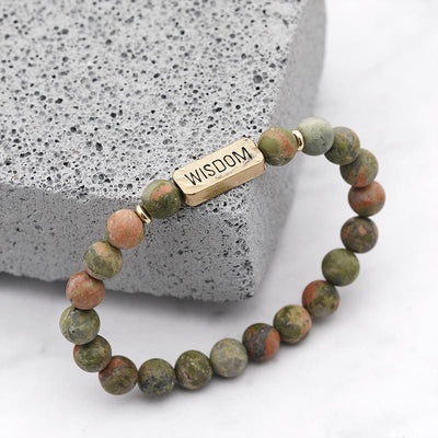 Olivenorma Natural Gemstone Wisdom Engraving Bracelet