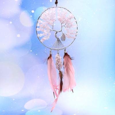 Olivenorma Amethyst Pink Crystal Tree Of Life Dream Catcher Decoration