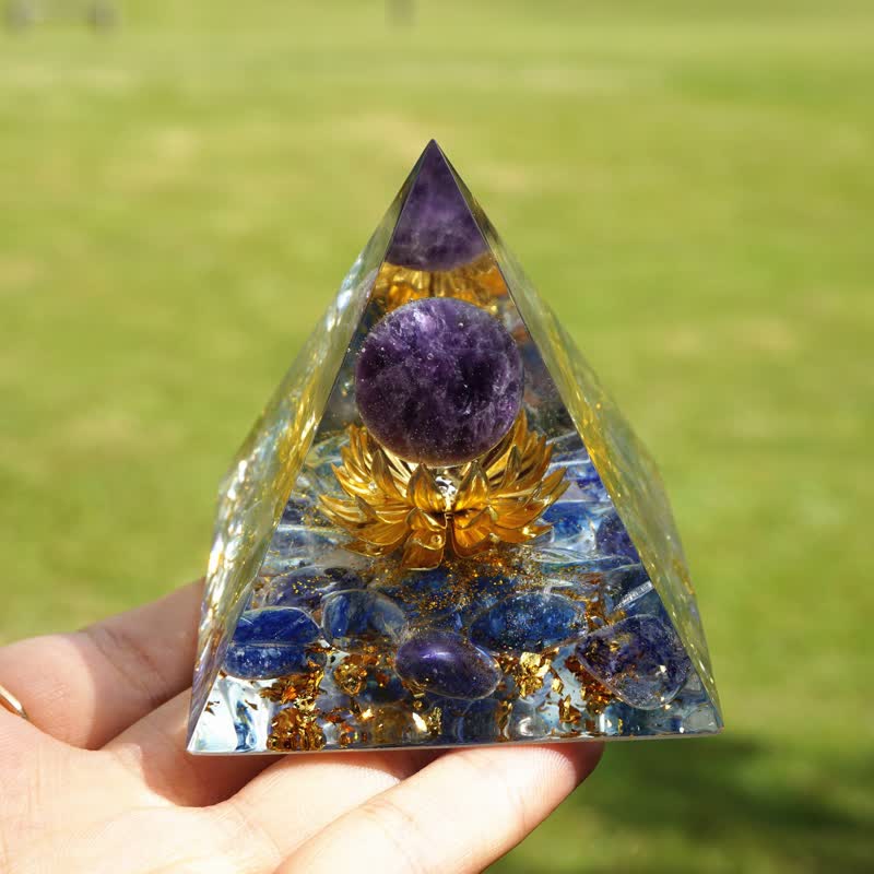 Olivenorma Amethyst Sphere Lapis Lazuli Lotus Orgone Pyramid