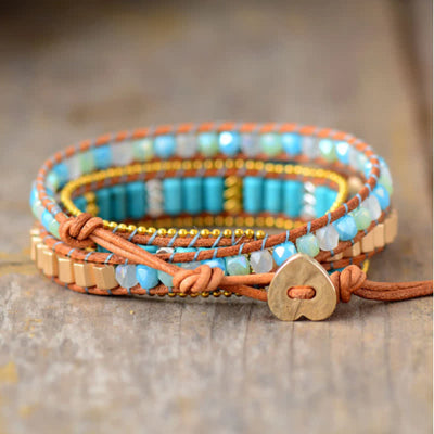 Olivenorma Natural Turquoise Three-layer Wrap Bracelet