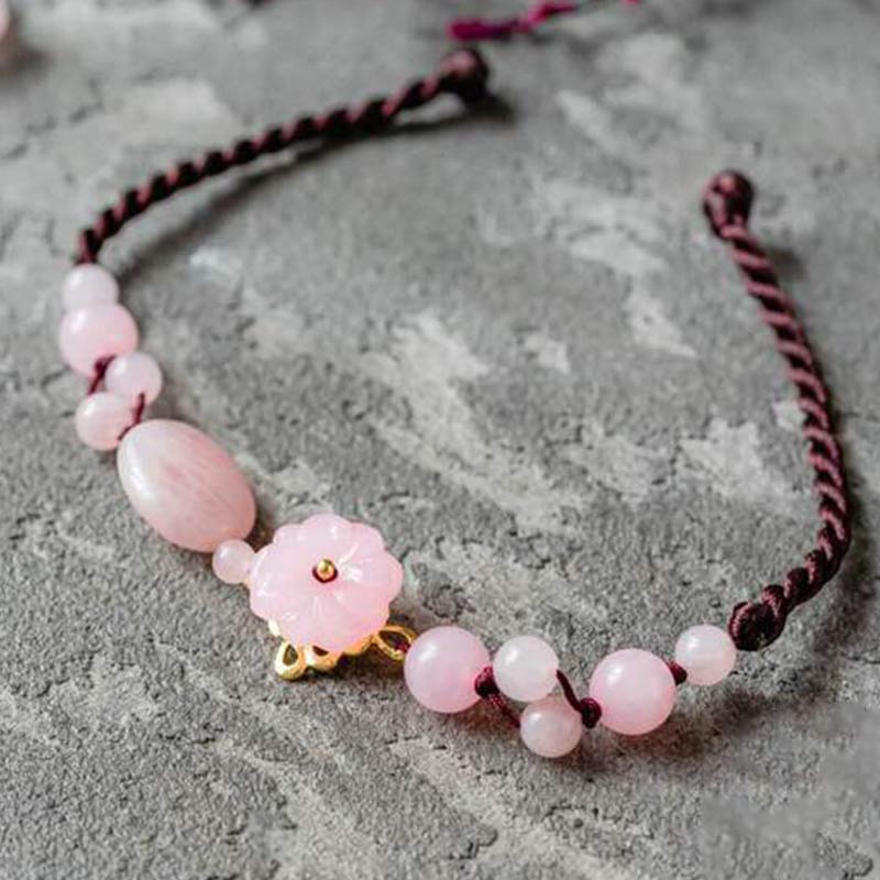 The Flower of Love Rose Quartz Anklet Bracelet