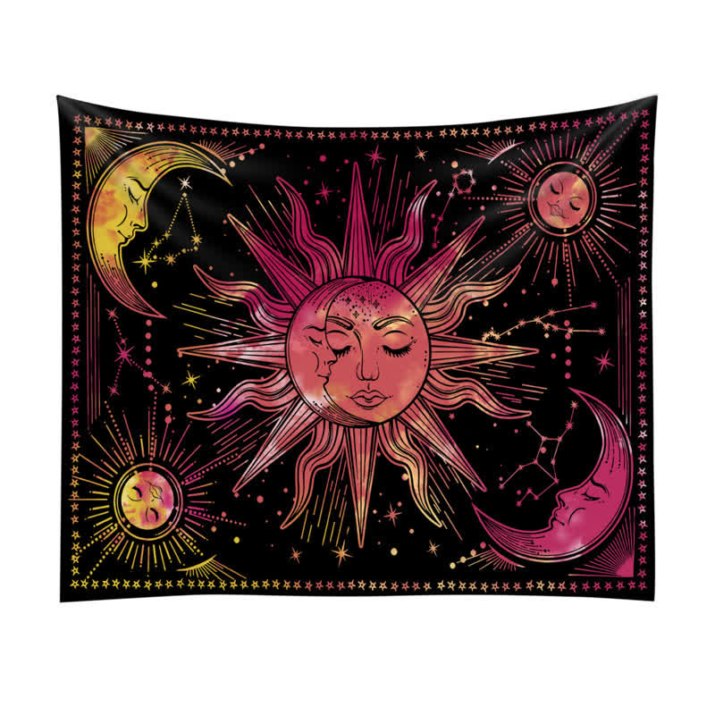 Olivenorma Sun And Moon Retro Art Yoga Wall Hanging Tapestry