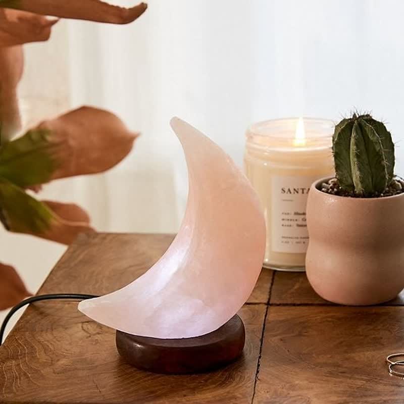 Olivenorma Crescent Moon Shape Himalayan Pink Salt Lamp