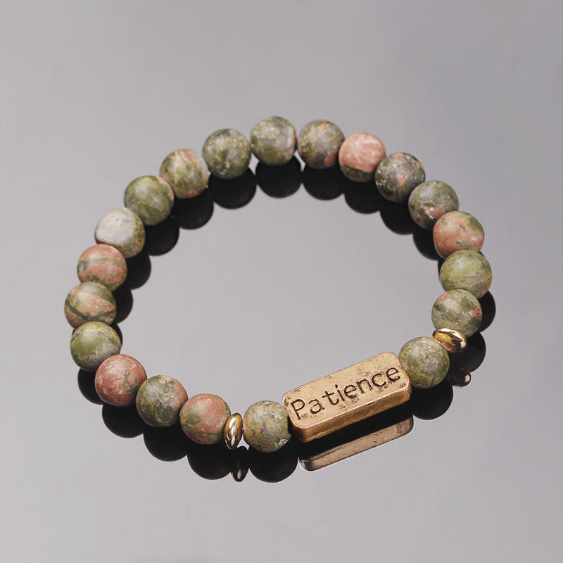 Olivenorma Natural Gemstone Mom Patience Engraving Bracelet