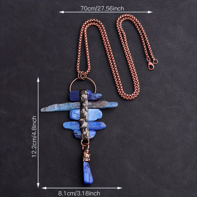 Olivenorma Irregular Kyanite Original Stone Six Link Tassel Necklace