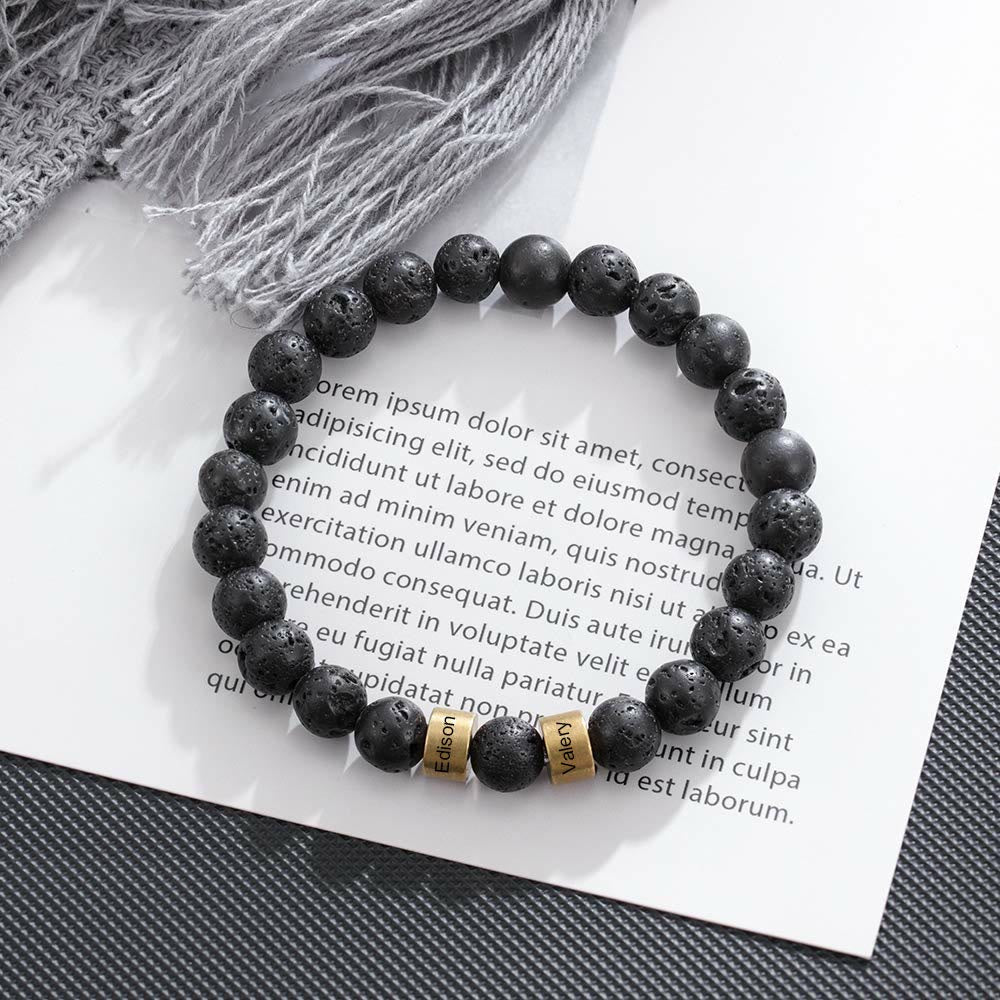 Olivenorma Natural Stone Engraving Personalized Beads Men Bracelet