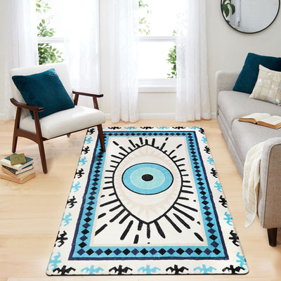 Olivenorma Blue Evil Eye Antibacterial Washable Rugs Carpet