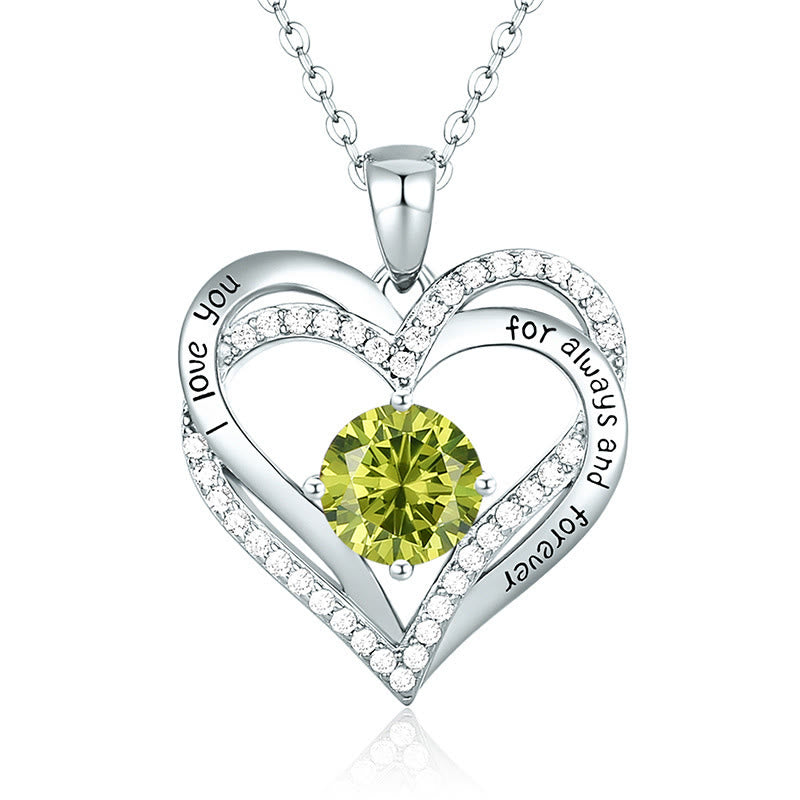 Olivenorma "I love you for always and forever" - Birtshtone Heart Necklace - Silver - August - image 23