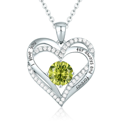 Olivenorma "I love you for always and forever" - Birtshtone Heart Necklace - Silver - August - image 23