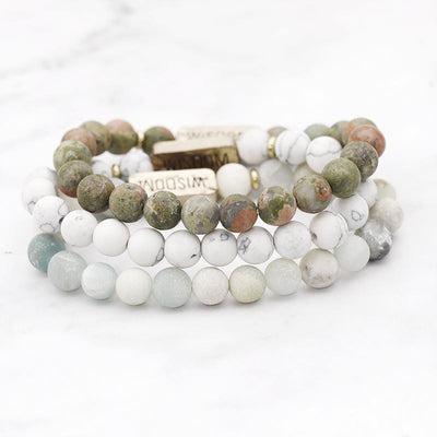 Olivenorma Natural Gemstone Wisdom Engraving Bracelet