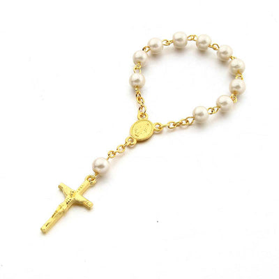 Olivenorma Pearl Cross Virgin Mary Rosary Bracelet