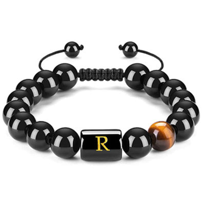 Olivenorma Tiger Eye With Black Onyx Healing Letter Bracelet