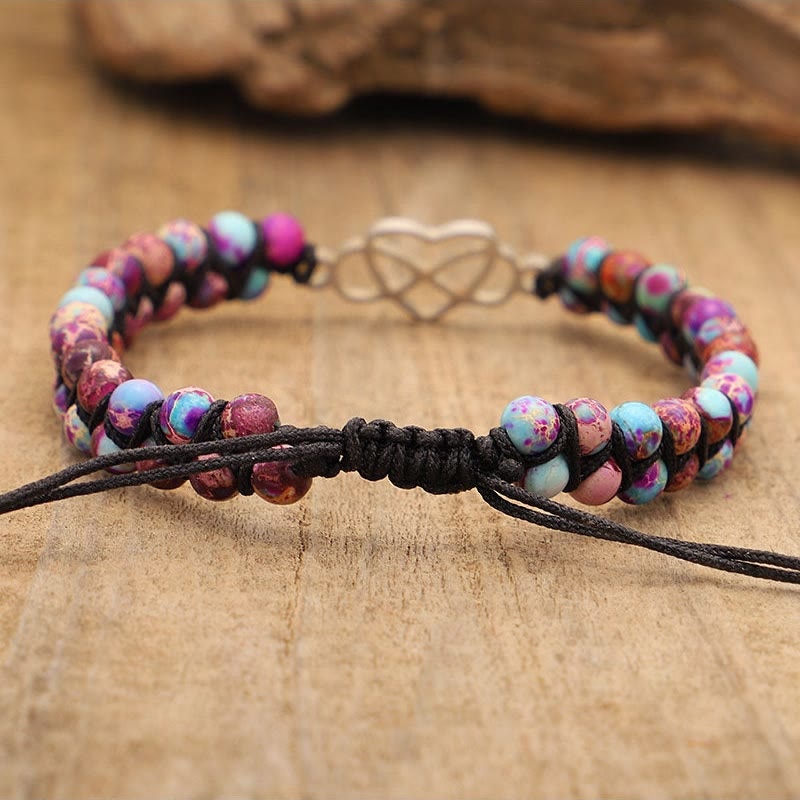 Olivenorma Bohemia Handwoven Purple Emperor Stone Hollow Heart Bracelet