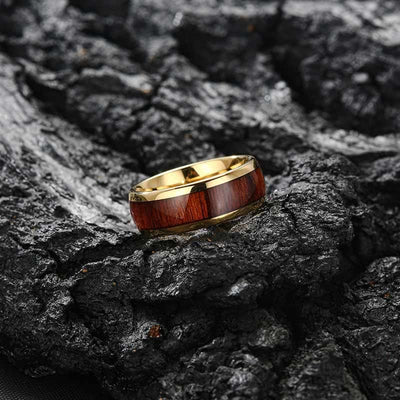 Olivenorma Koa Wood and Abalone Shell Tungsten Carbide Ring - image 29