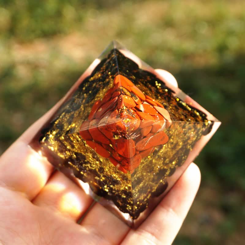 Olivenorma Red Jasper Black Tourmaline Tree Of Life Orgone Pyramid