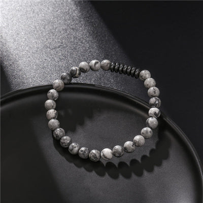 Olivenorma 6mm Natural Stone Beads Mens Bracelet