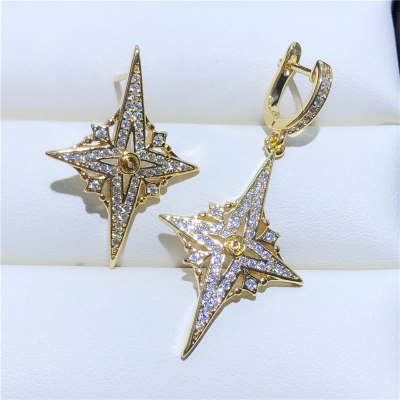 Olivenorma Vintage Six Pointed Star Pearl Necklace Earrings