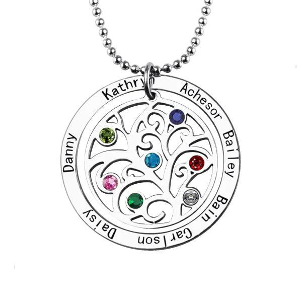 Olivenorma Tree of Life Birthstone Name Engraving Necklace