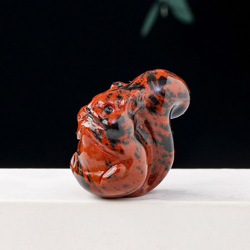 Olivenorma Natural Crystal Squirrel Carving Ornament Gemstone Decoration - Red Obsidian - image 15