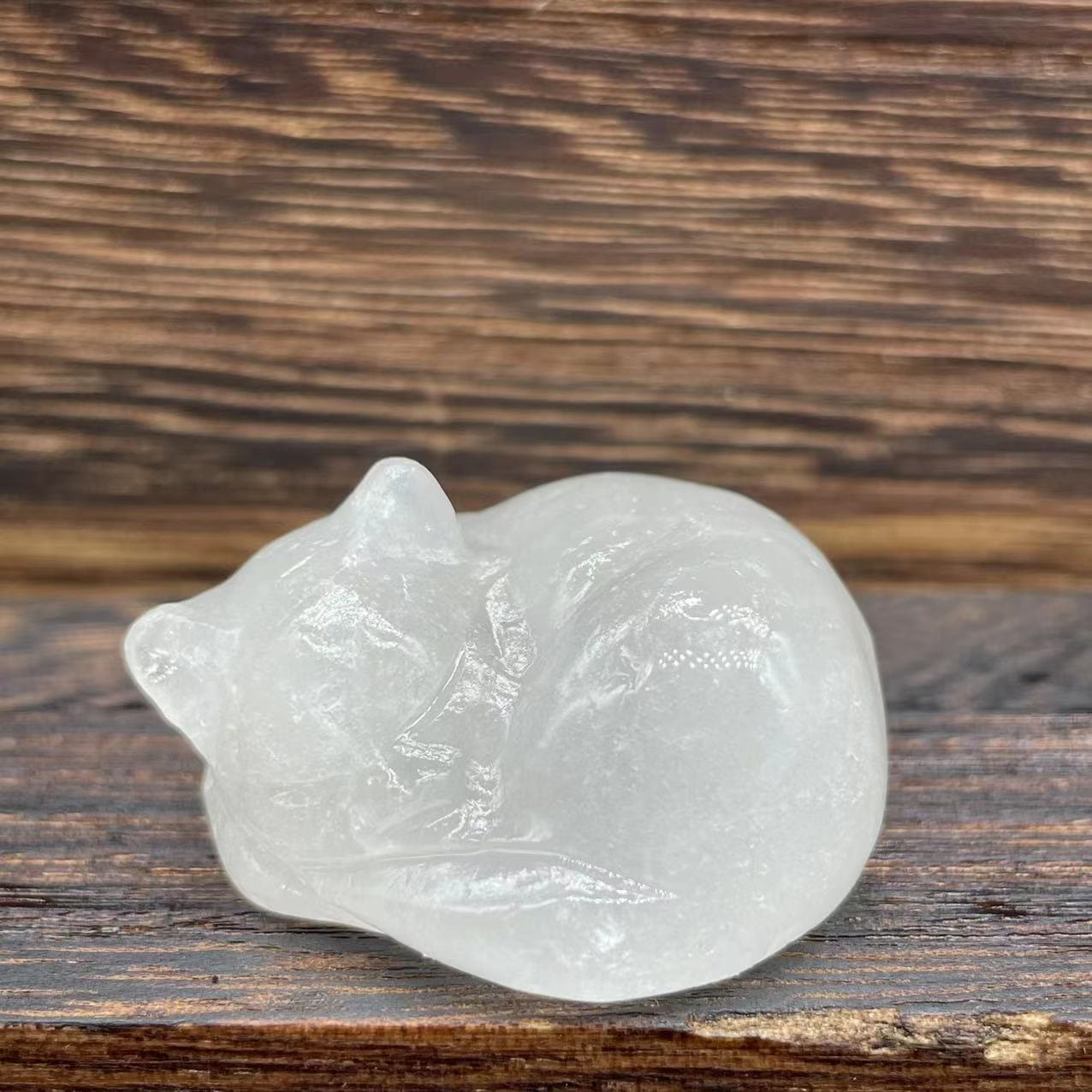 Olivenorma 4cm Natural Crystal Nap Cat Gemstone Decoration