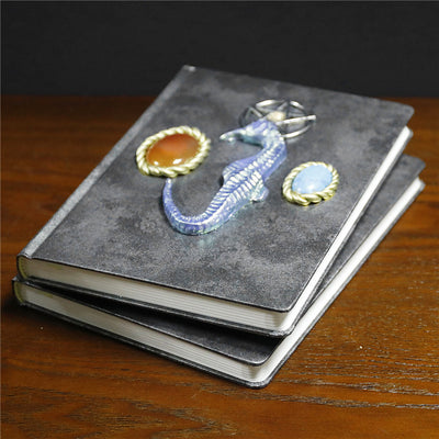 Olivenorma Red Agate Turquoise Seahorse Pattern Decorative Notebook