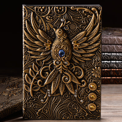 Olivenorma Crystal Stone Phoenix Embossed Leather Journal Notebook