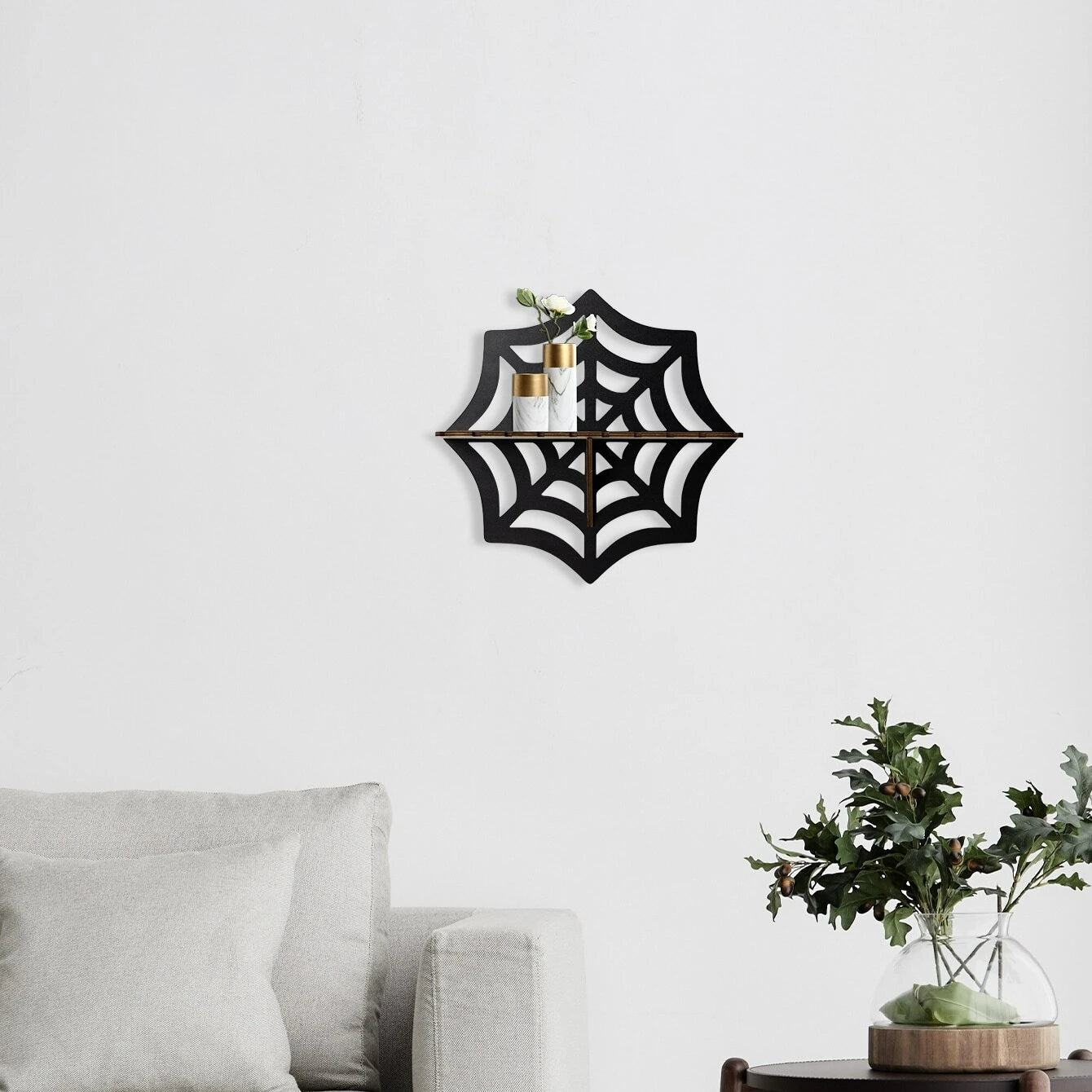 Olivenorma Spider Wood Display Candle Holder Crystal Shelf