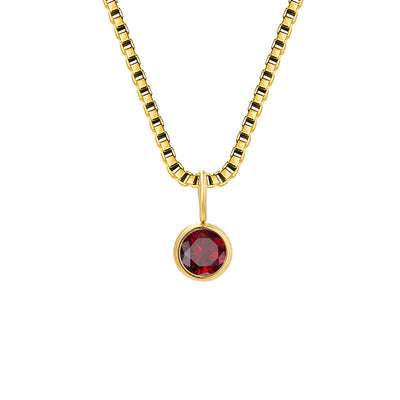 Olivenorma 8mm Birthstone Titanium Steel Zircon Necklace