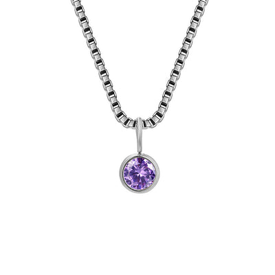 Olivenorma 8mm Birthstone Titanium Steel Zircon Necklace