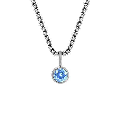 Olivenorma 8mm Birthstone Titanium Steel Zircon Necklace