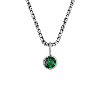 Olivenorma 8mm Birthstone Titanium Steel Zircon Necklace