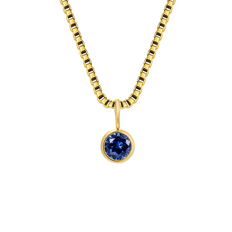 Olivenorma 8mm Birthstone Titanium Steel Zircon Necklace