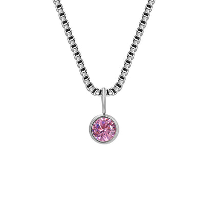 Olivenorma 8mm Birthstone Titanium Steel Zircon Necklace