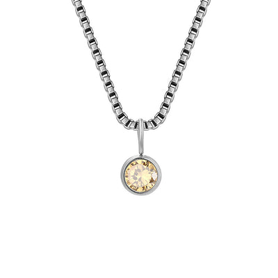 Olivenorma 8mm Birthstone Titanium Steel Zircon Necklace