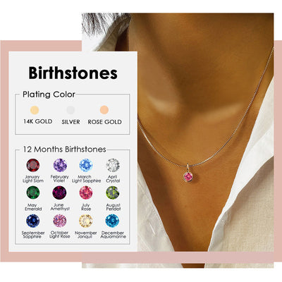 Olivenorma 8mm Birthstone Titanium Steel Zircon Necklace