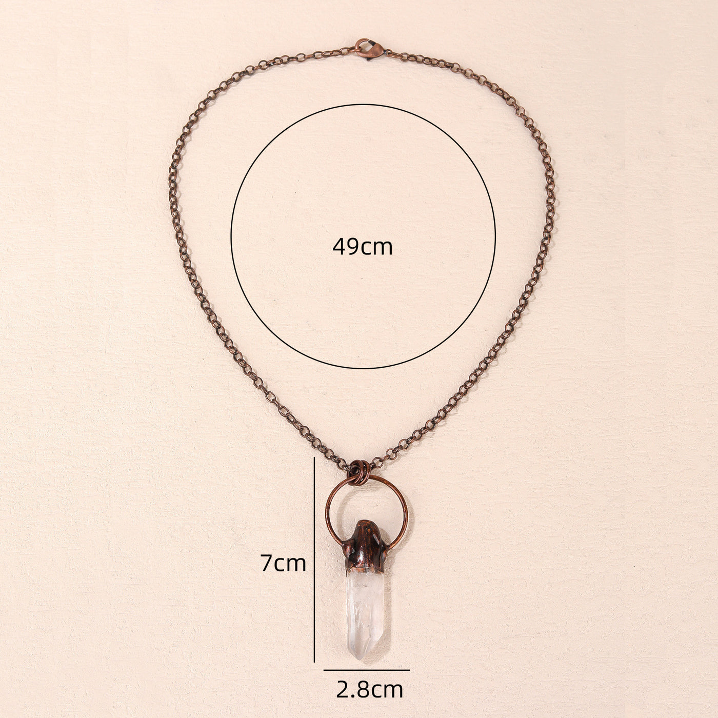 Olivenorma Copper Irregular Natural Clear Crystal Gemstone Necklace