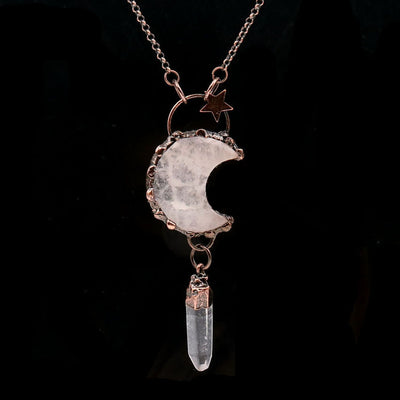 Olivenorma Crystal Moon Star Gemstone Pendant Necklace - Clear Crystal&Clear Quartz - image 7