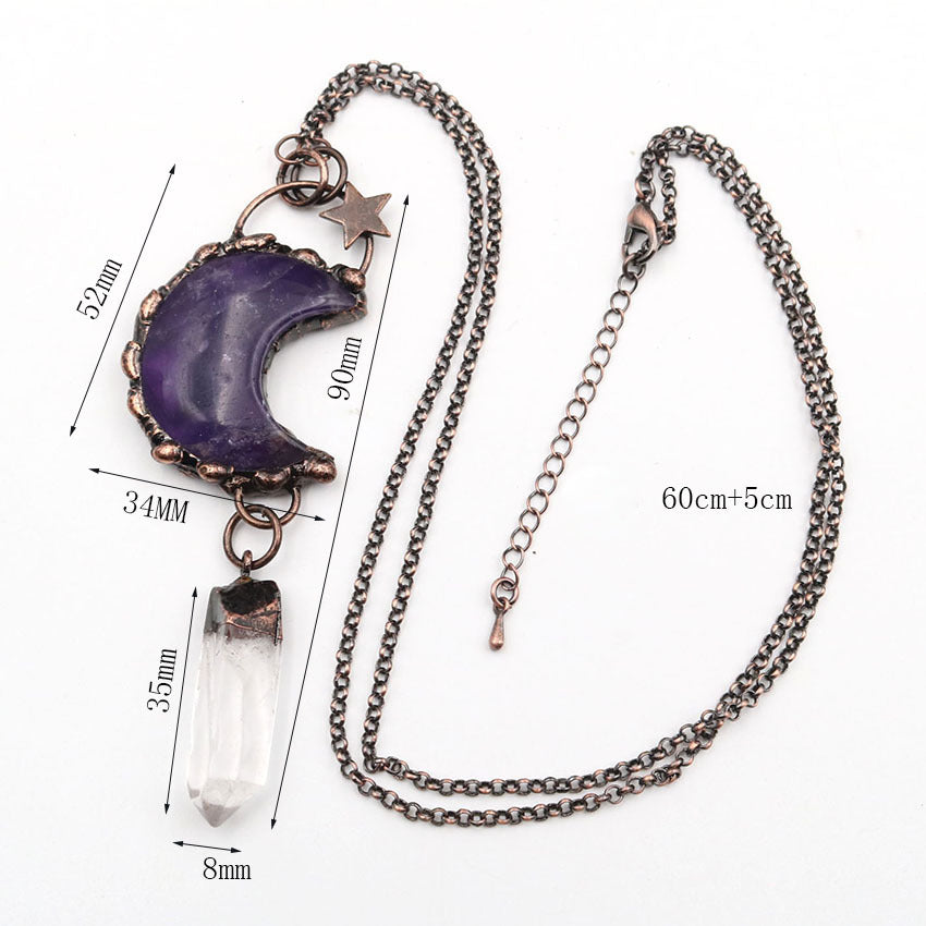 Olivenorma Crystal Moon Star Gemstone Pendant Necklace