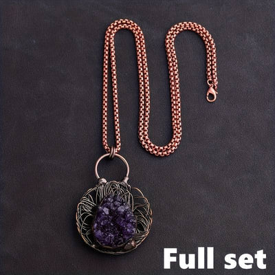 Olivenorma Wire Wound Inlaid Irregular Amethyst Gemstone Necklace