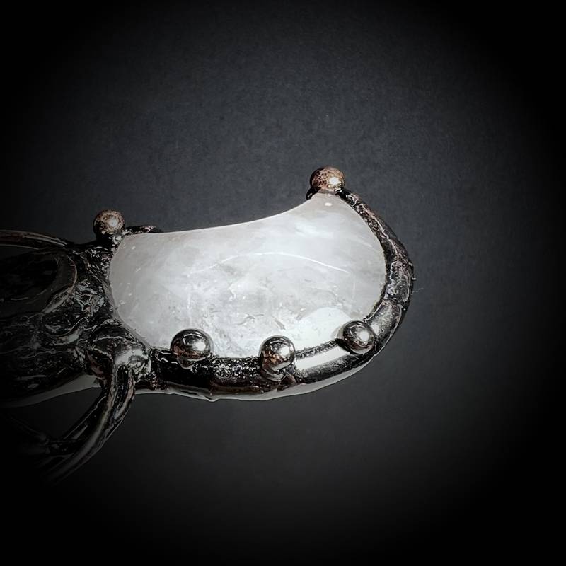 Olivenorma Clear Crystal Moon Plant Shape Pendant Gemstone Necklace