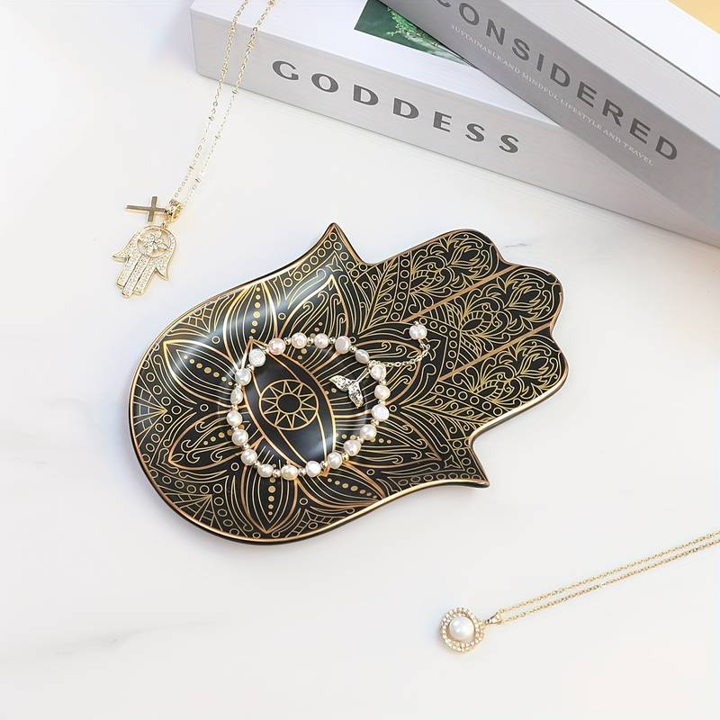 Olivenorma Hamsa Evil Eye Ceramic Crystal Holder Coaster