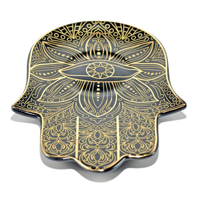 Olivenorma Hamsa Evil Eye Ceramic Crystal Holder Coaster