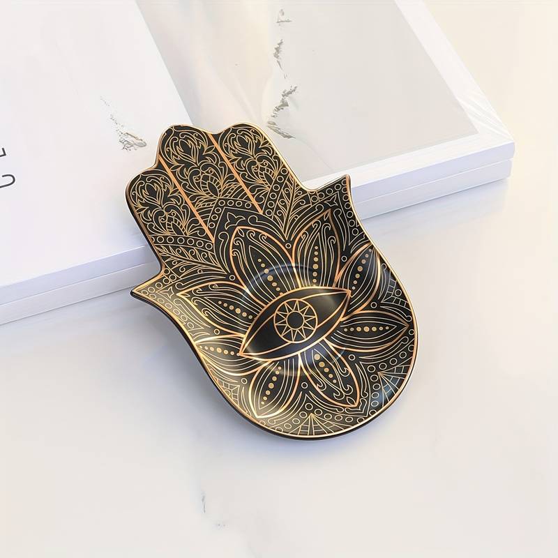 Olivenorma Hamsa Evil Eye Ceramic Crystal Holder Coaster